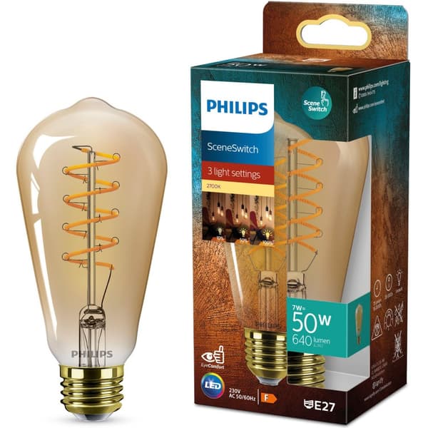 LED SceneSwitch E27 ST64 7-3,8-1W (50W) Deco-spiral
