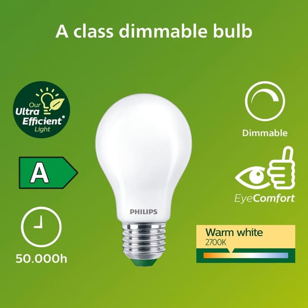 LED E27 Normal A60 7,3W (100W) Frostet 1535lm Dæmpbar 2700K Energiklasse A