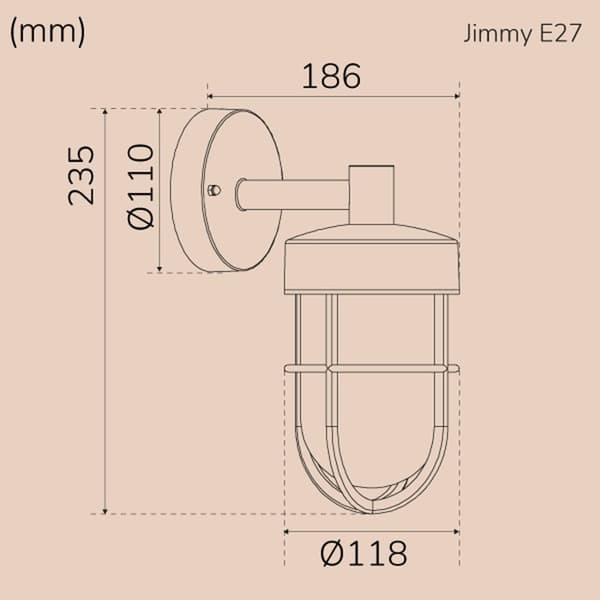 Jimmy Væglampe E27 fatning IP44 Corten