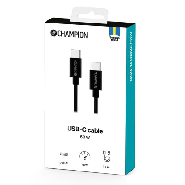 USB-C-kabel 30cm Sort