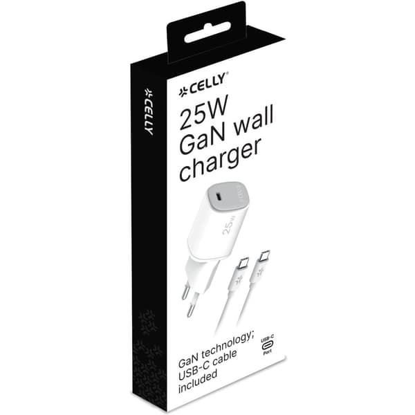 USB oplader GaN 1 x USB-C PD 25W + USB-C kabel