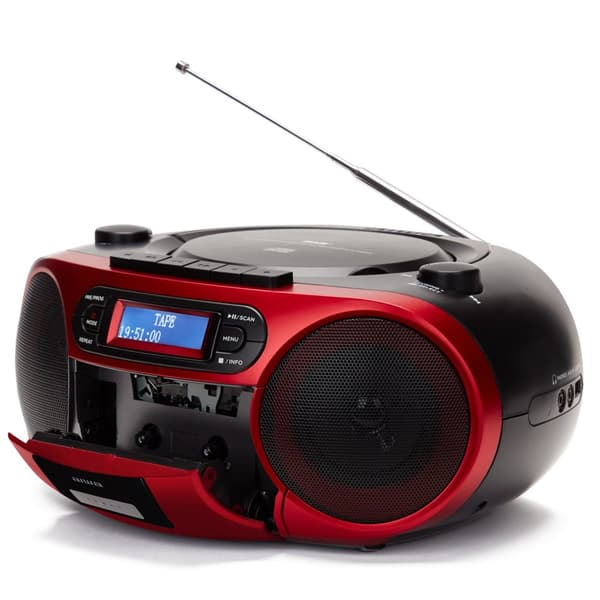Radio med CD-afspiller, Kassettebånd og Bluetooth Rød
