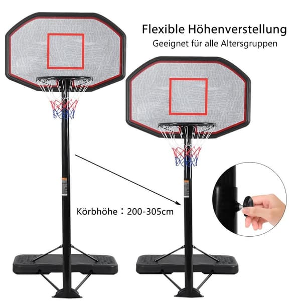 Basketballstativ, basketballkurv, bærbart basketballsystem, 200-305 cm