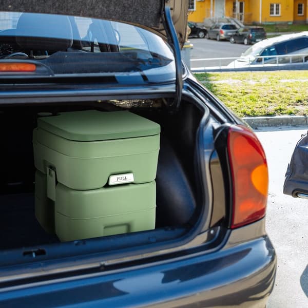 Campingtoalett 20L + 12L Bærbart campingtoalett med avtakbar spillvannstank Reisetoalett grå og grønngrønn