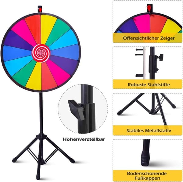 φ 60 cm Wheel of Fortune Toy väripyöräpelit arpajaisiin Sanapelit 24"