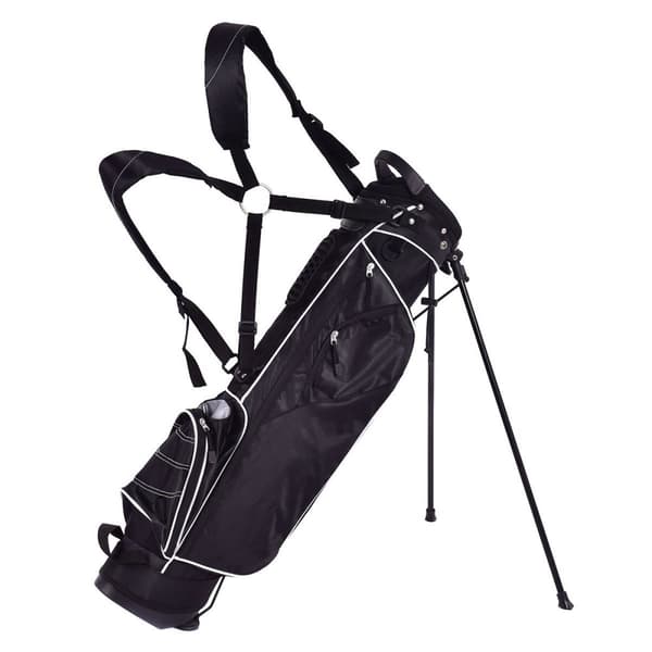 Golfbag 9 tommers golfbag blyantbag profesjonell reiseveske stativbag med hodeseksjon og bærestropp-svart
