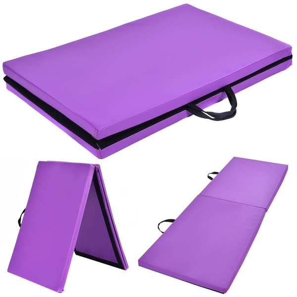Mjuk golvmatta gymnastikmatta yogamatta hopfällbar matta gymnastikmatta 180x60x4cm - lila