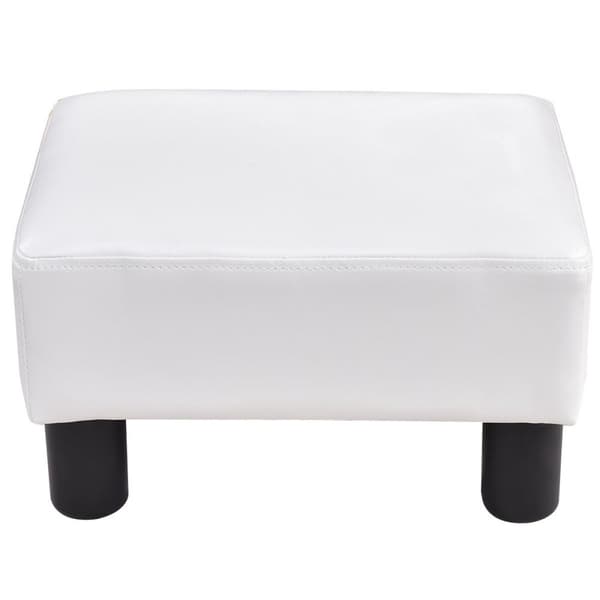 Fotskammel krakk fotskammel fotskammel fotstøtte fotstøtte polstret krakk PU 40 x 30 x 24cm-hvit