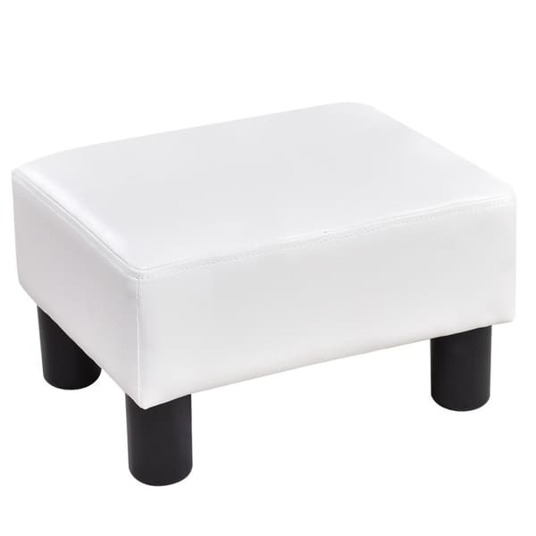Fotskammel krakk fotskammel fotskammel fotstøtte fotstøtte polstret krakk PU 40 x 30 x 24cm-hvit