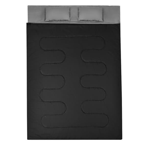 Goplus dobbelt sovepose til 2 personer XL tæppe sovepose med 2 puder sort 220 x 150 cm