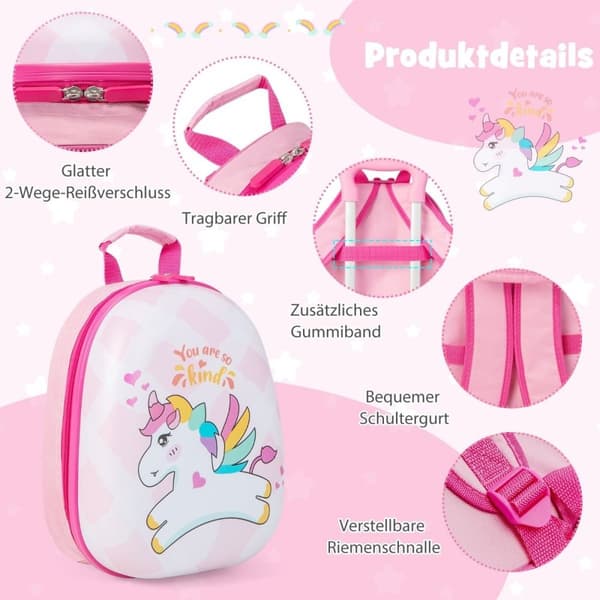 Matkalaukkusarja 2 kpl yksisarvinen 16'' lasten matkalaukku + 12'' reppu pinkki
