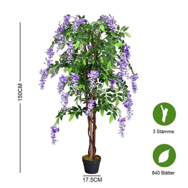 Kunstig plante Brugbar kunstig palme kunstig træ 150 cm Lilla