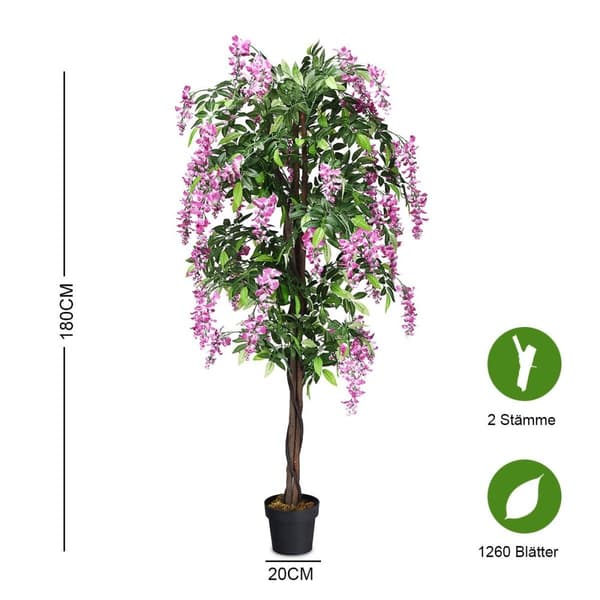 Konstgjord växt Användbar Konstgjord Palm Konstgjord träd 180 cm Rosa
