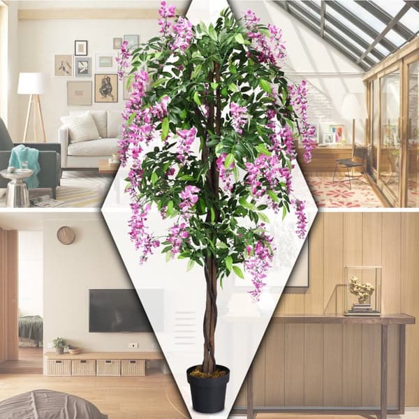 Konstgjord växt Användbar Konstgjord Palm Konstgjord träd 180 cm Rosa