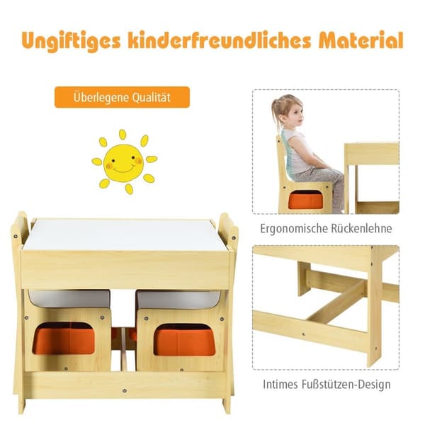 3 st. Barnsittgrupp, barnmöbler, barnsittset, barnbord med 2 trästolar, 3 i 1 målarbord