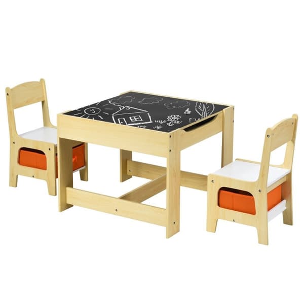 3 st. Barnsittgrupp, barnmöbler, barnsittset, barnbord med 2 trästolar, 3 i 1 målarbord