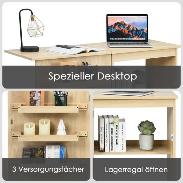 Symaskinsbord hopfällbart sybord multifunktionsbord med hjul ljus valnöt
