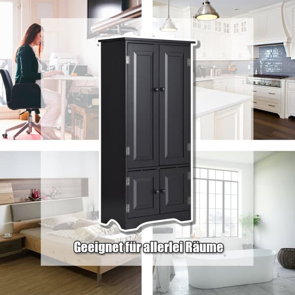 Midiskab, sideskab, highboard, højskab, træ, sort, 59 x 32 x 123 cm