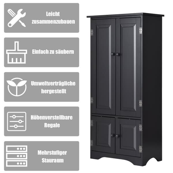 Midiskab, sideskab, highboard, højskab, træ, sort, 59 x 32 x 123 cm
