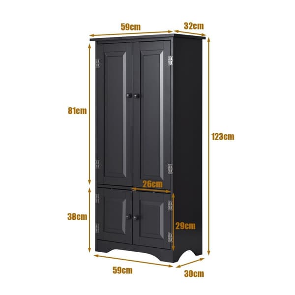 Midiskab, sideskab, highboard, højskab, træ, sort, 59 x 32 x 123 cm