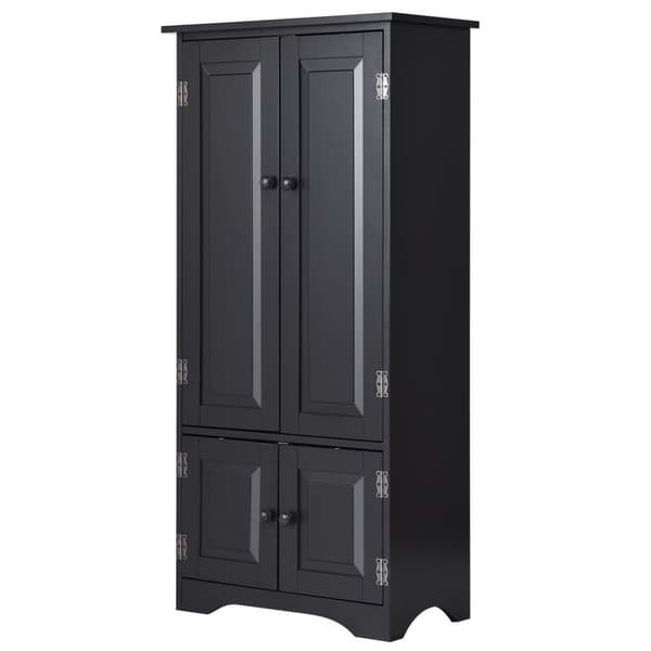 Midiskab, sideskab, highboard, højskab, træ, sort, 59 x 32 x 123 cm