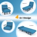 Miniatyrbillede 4 af 5: 4 i 1 sammenfoldelig sovesofa med 5 niveaus justerbart ryglæn blå