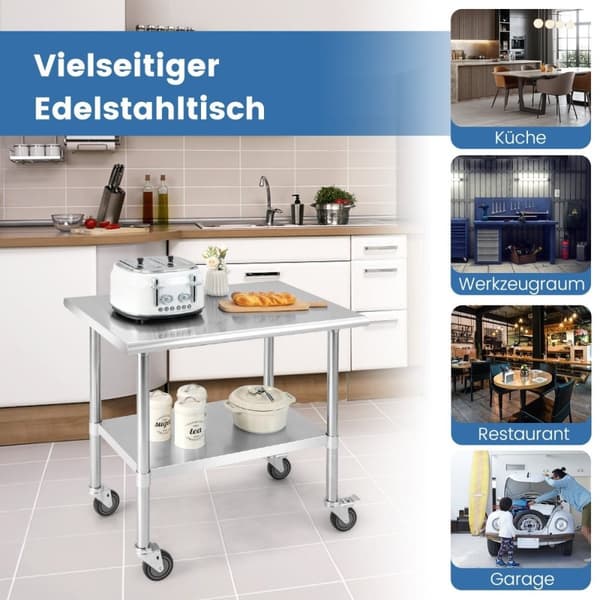 Rustfritt stål bord arbeidsbord kjøkkenbord rustfritt stål sølv 91,5 x 61 x 88,5 cm