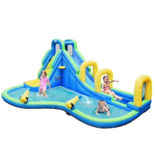 Hoppeslott oppblåsbar vannsklie Play Pool Water Park med sklie 478x365x242cm