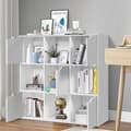 Miniatyrbillede 1 af 5: 9 rum Opbevaring Organizer Hylde med låger Fritstående træ bogreol-Hvid