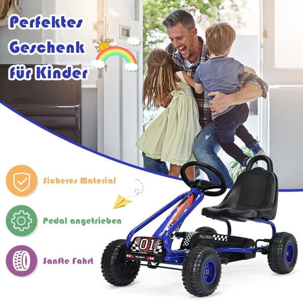 Gokart Go Cart med håndbrems pedal bil 30kg pedal kjøretøy pedal kjøretøy 3-6 år blå