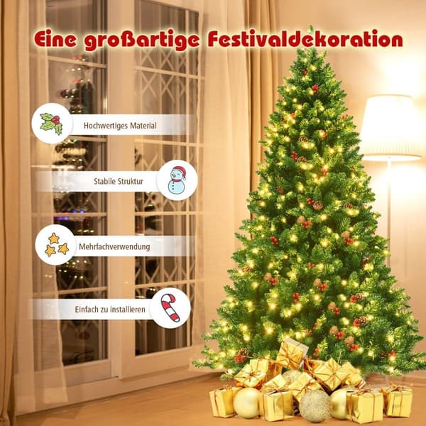 200 cm kunstig juletre juletre med 1100 grener og premium kunstig tregrønt