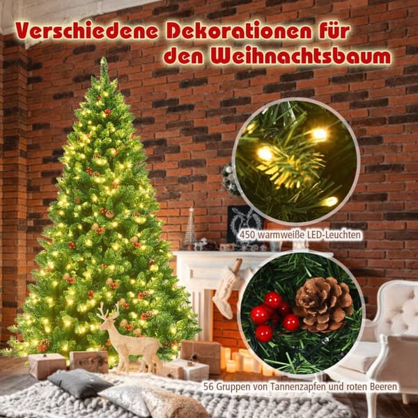200 cm kunstig juletre juletre med 1100 grener og premium kunstig tregrønt