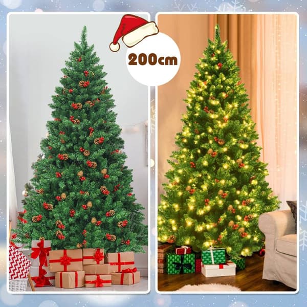 200 cm kunstig juletre juletre med 1100 grener og premium kunstig tregrønt