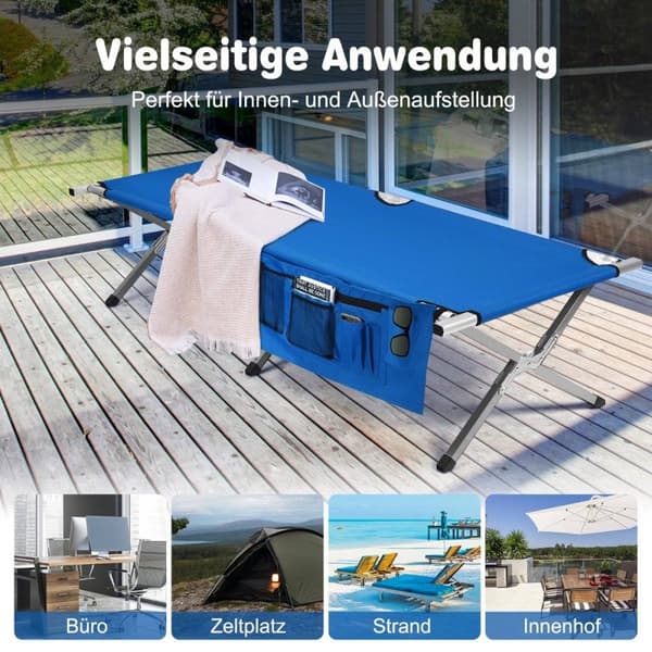 Campingseng feltseng sammenleggbar seng solseng campingseng kan lastes opp til 204 kg 190 x 73 x 42cm blå