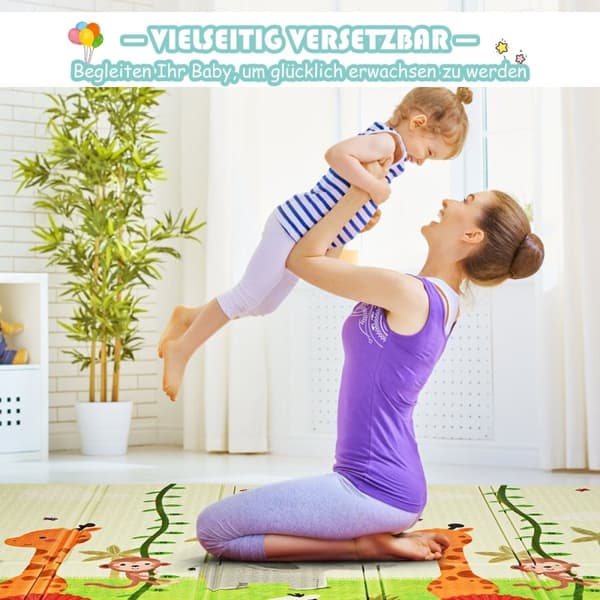 Babykrypmatta lekmatta hopfällbar babymatta dubbelsidig lekmatta grön