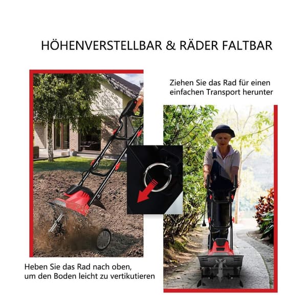 Elektrisk jordfreser og jordfreser elektrisk jordfreser hagefreser rød og svart