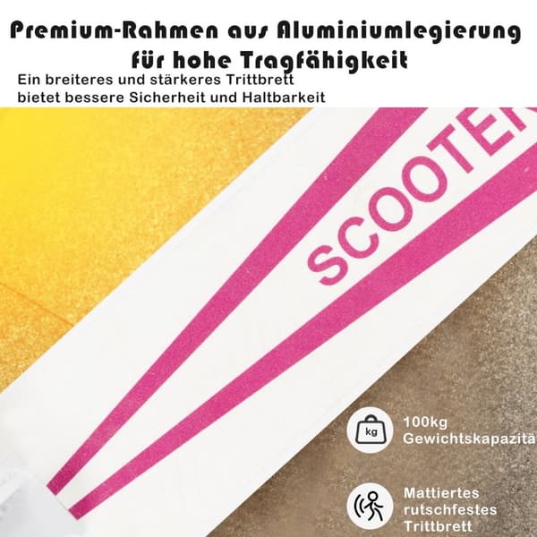 Scooter hopfällbar sparkscooter höjdjusterbar 100kg lastkapacitet sparkscooter med 2 LED-hjul rosa