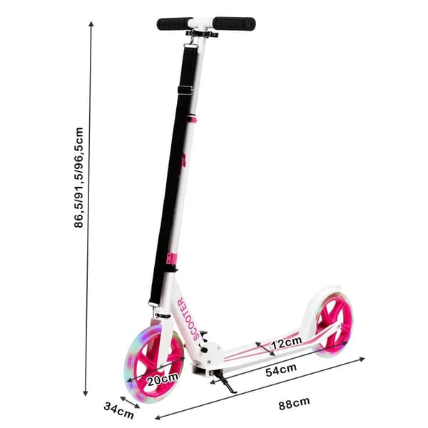 Scooter hopfällbar sparkscooter höjdjusterbar 100kg lastkapacitet sparkscooter med 2 LED-hjul rosa