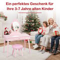 Miniatyrbilde 5 av 5: Sminkebord for barn med krakk og avtakbart sminkebord rosa