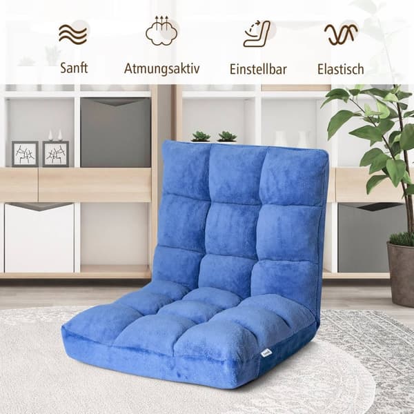 Gulvstol justerbar gulvstol med ryggstøtte gulvpute 105 x 56 x 15 cm blå