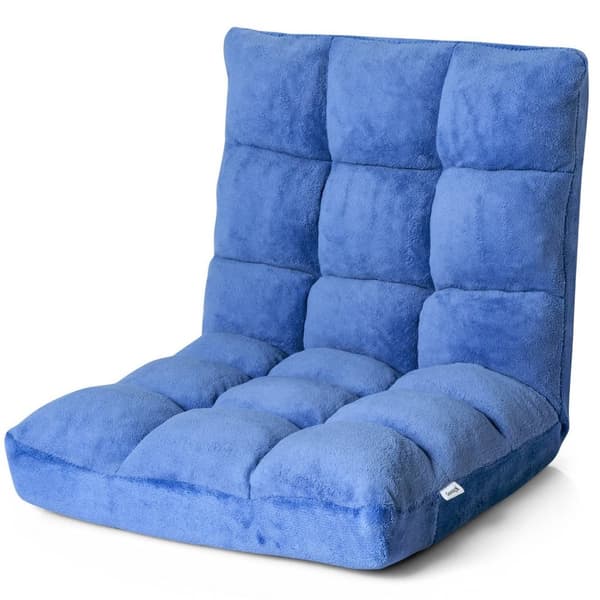 Gulvstol justerbar gulvstol med ryggstøtte gulvpute 105 x 56 x 15 cm blå