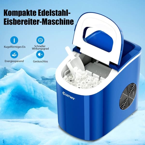 Bærbar ismaskine med 2,2 L vandtank ismaskine 24 x 33 x 36 cm blå