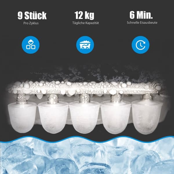 Bærbar ismaskine med 2,2 L vandtank ismaskine 24 x 33 x 36 cm blå