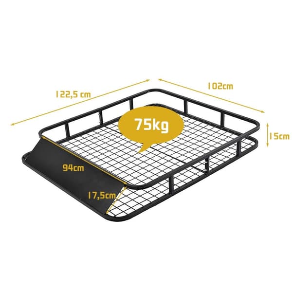 Universal takstativ bilbagasjestativ takkurv laget av stål 122,5 x 102 x 15 cm svart