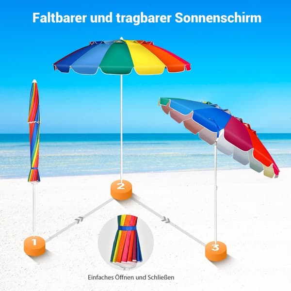 243 cm strandparasoll Utendørs parasoll Strandparasoll Aluminium vippbar terrasseparaply - fargerik