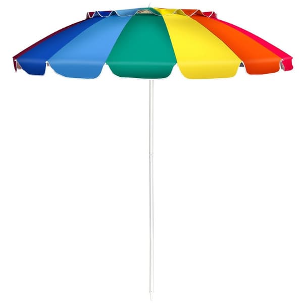 243 cm strandparasoll Utendørs parasoll Strandparasoll Aluminium vippbar terrasseparaply - fargerik