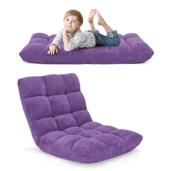 Gulvstol med justerbar rygg Gulvstol med ryggstøtte 105 x 59 x 15 cm lilla
