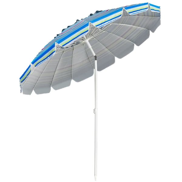 243cm aurinkovarjo ulkona aurinkovarjo aurinkovarjo alumiininen kallistettava patiosateenvarjo - vaaleansininen