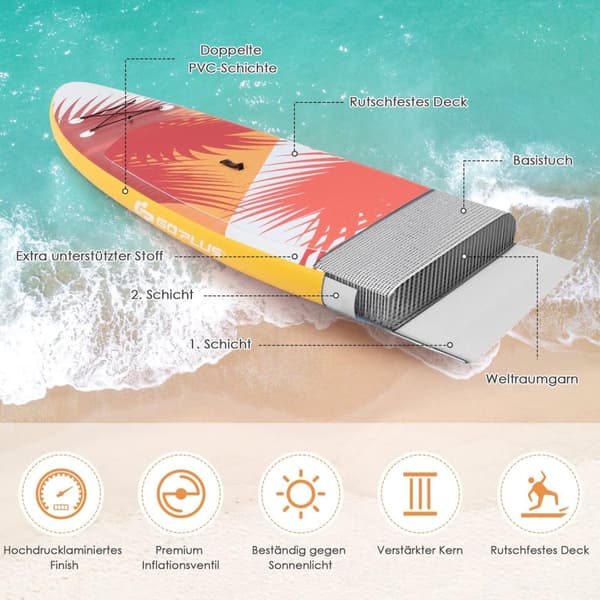 Oppblåsbart Stand Up Paddle Board Oppblåsbart Stand Up Paddle Board 335 x 76 x 15 cm oransje