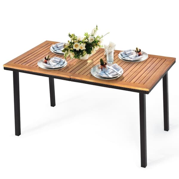 Hagebord spisebord med paraplyhull trebord terrassebord akasietre 140 x 75 x 76 cm naturlig